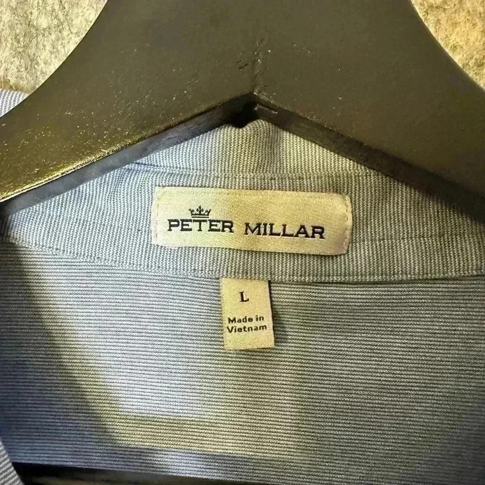 Peter Millar Blue Cotton Polo - Large - Picture 4 of 5